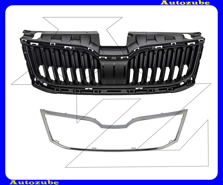 Hűtődíszrács matt-fekete, krómkerettel Hűtődíszrács matt-fekete, krómkerettel