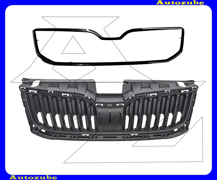 Hűtődíszrács fényes-fekete, fekete-kerettel Hűtődíszrács fényes-fekete, fekete-kerettel