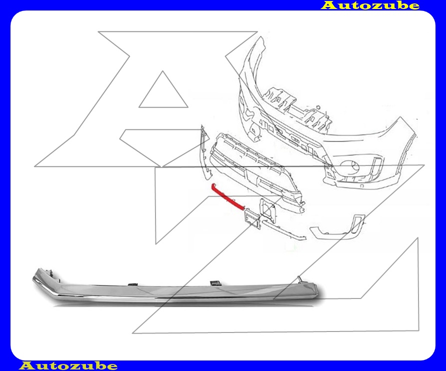 Első lökhárító középső rácsra krómdíszléc jobb Első lökhárító középső rácsra krómdíszléc jobb