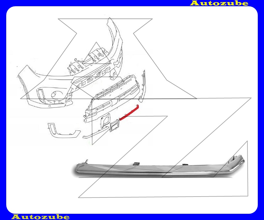 Első lökhárító középső rácsra krómdíszléc bal Első lökhárító középső rácsra krómdíszléc bal