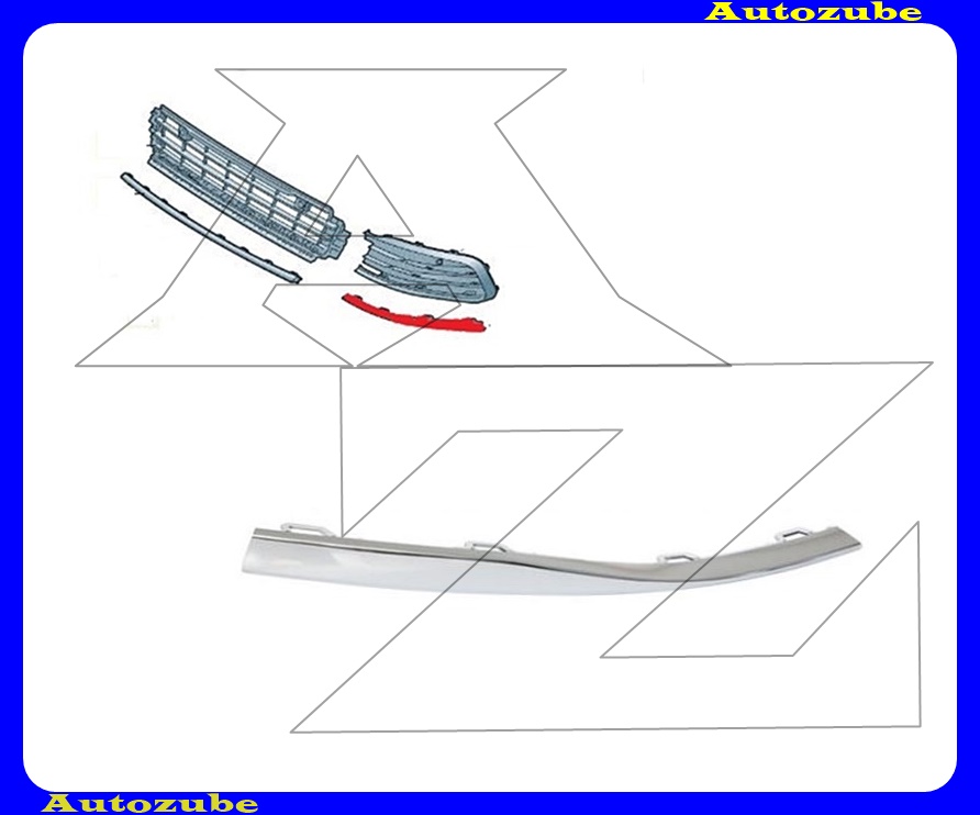 Első lökhárító rács krómdíszléc bal Első lökhárító rács krómdíszléc bal