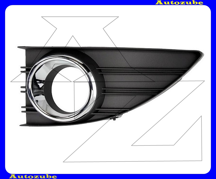 Első lökhárító rács bal ködlámpás, fekete, króm kerettel Első lökhárító rács bal ködlámpás, fekete, króm kerettel
