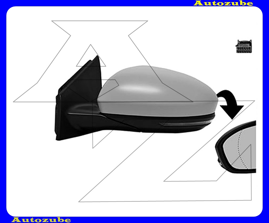 Visszapillantó tükör bal, elektromos, fűthető-aszférikus tükörlappal, fényezhető borítással, irányjelzővel Visszapillantó tükör bal, elektromos, fűthető-aszférikus tükörlappal, fényezhető borítással, irányjelzővel