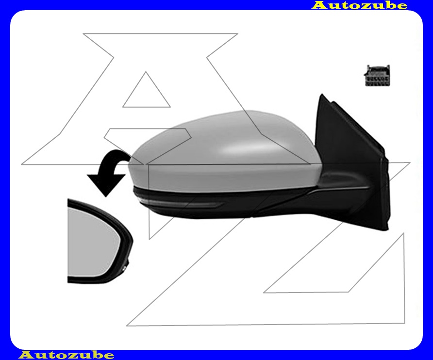 Visszapillantó tükör jobb, elektromos, fűthető-domború tükörlappal, fényezhető borítással, hőmérős, irányjelzővel Visszapillantó tükör jobb, elektromos, fűthető-domború tükörlappal, fényezhető borítással, hőmérős, irányjelzővel