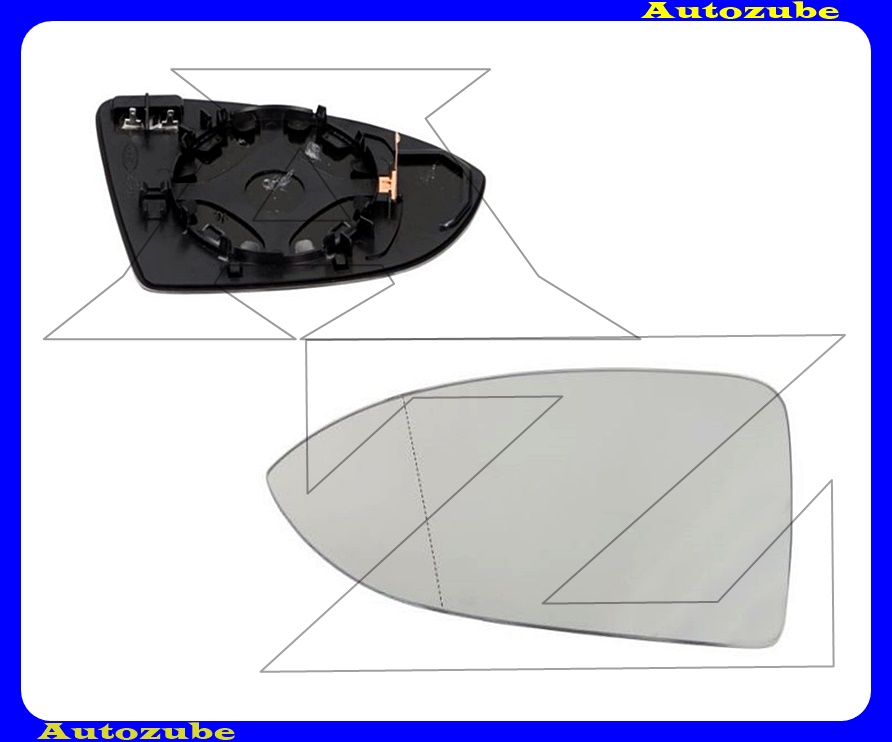 Visszapillantó tükörlap bal, fűthető-aszférikus (tartólappal) Visszapillantó tükörlap bal, fűthető-aszférikus (tartólappal)