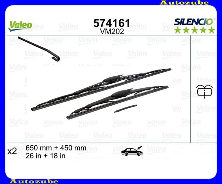 Ablaktörlő lapát szett első integrált mosófuvókával. 2db/600-450mm (VM202) {VALEO} SILENCIO PERFORMANCE Ablaktörlő lapát szett első integrált mosófuvókával. 2db/600-450mm (VM202) {VALEO} SILENCIO PERFORMANCE