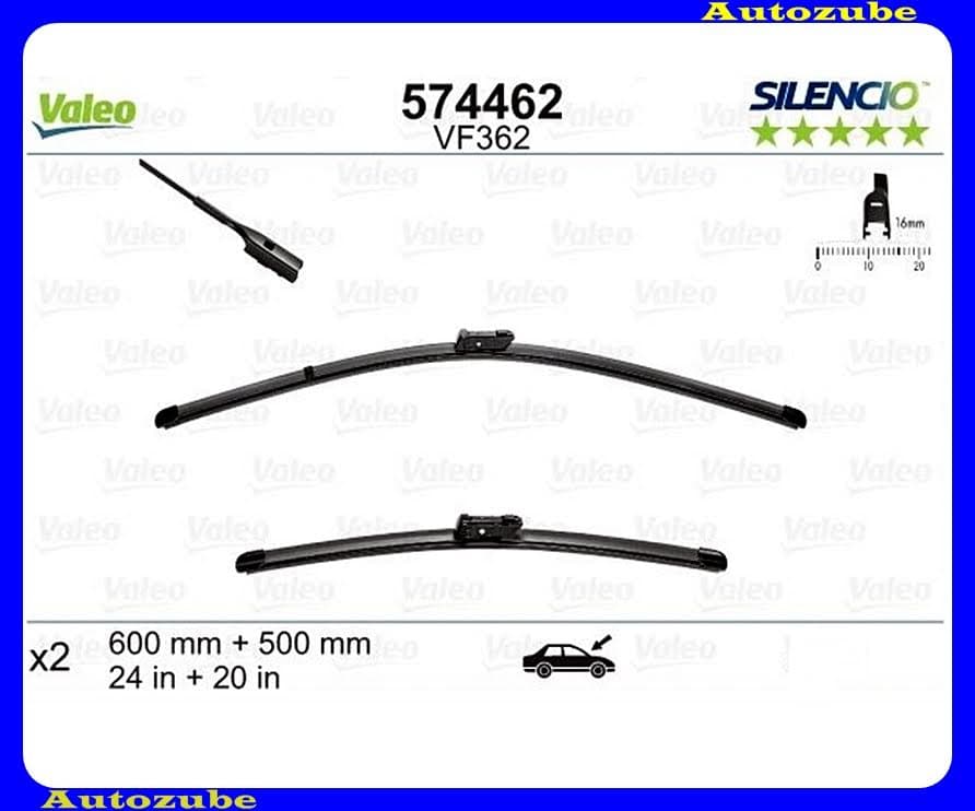 Ablaktörlő lapát szett első 2db/600-500mm (VF362) {VALEO} SILENCIO Ablaktörlő lapát szett első 2db/600-500mm (VF362) {VALEO} SILENCIO
