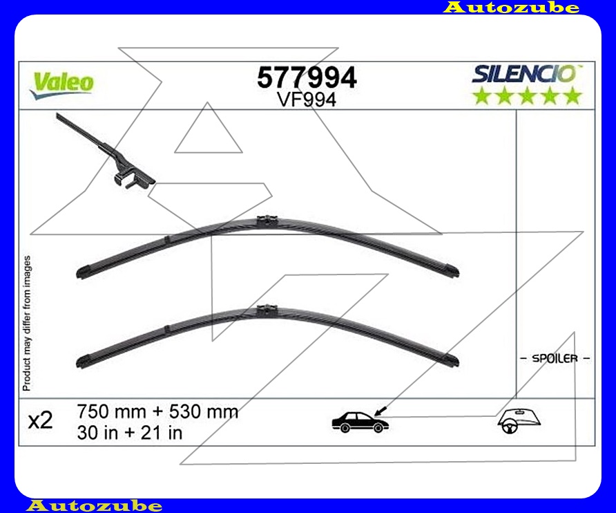 Ablaktörlő lapát szett első 2db/750-530mm (VF994) {VALEO} SILENCIO Ablaktörlő lapát szett első 2db/750-530mm (VF994) {VALEO} SILENCIO